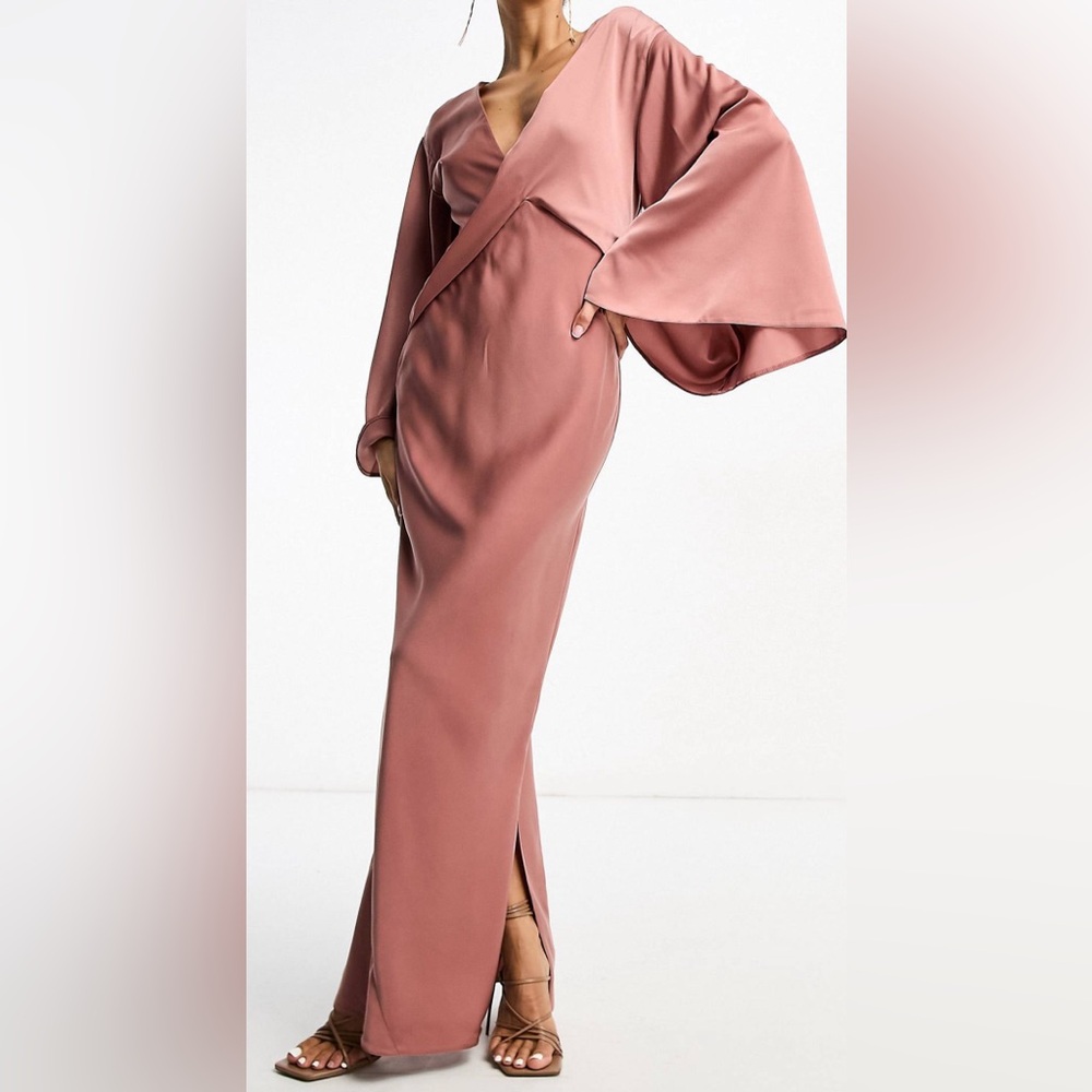 ASOS Satin Batwing Maxi Dress w/ Drape Bodice Detail
